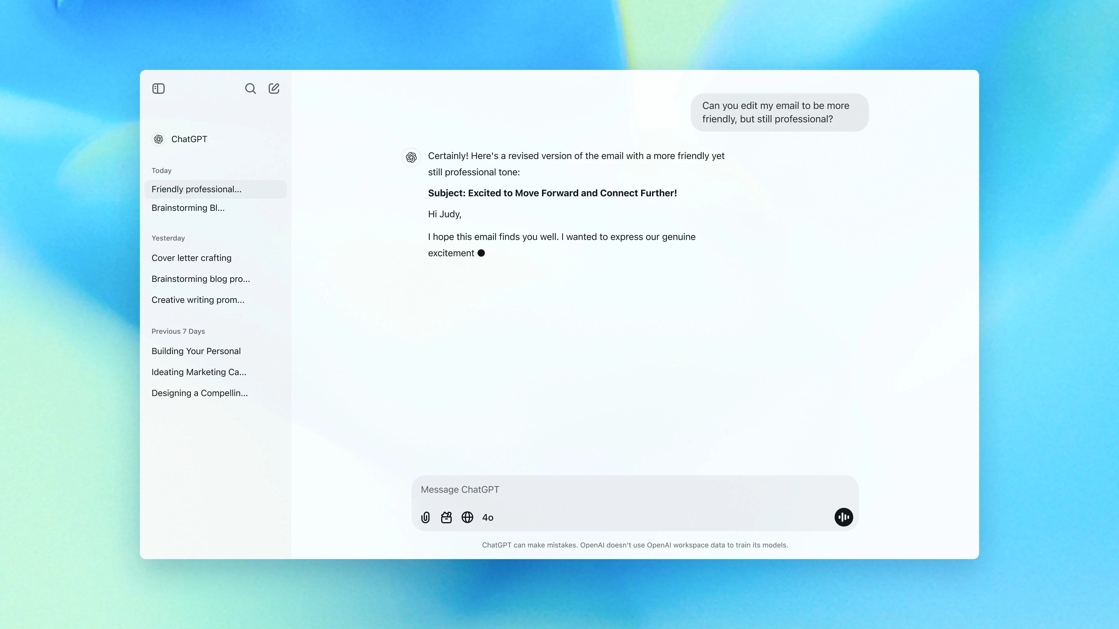 OpenAI 공식 ChatGPT 대표 화면